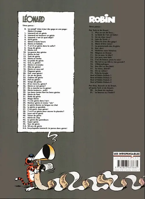 Verso de l'album Léonard Tome 35 Le génie donne sa langue au chat