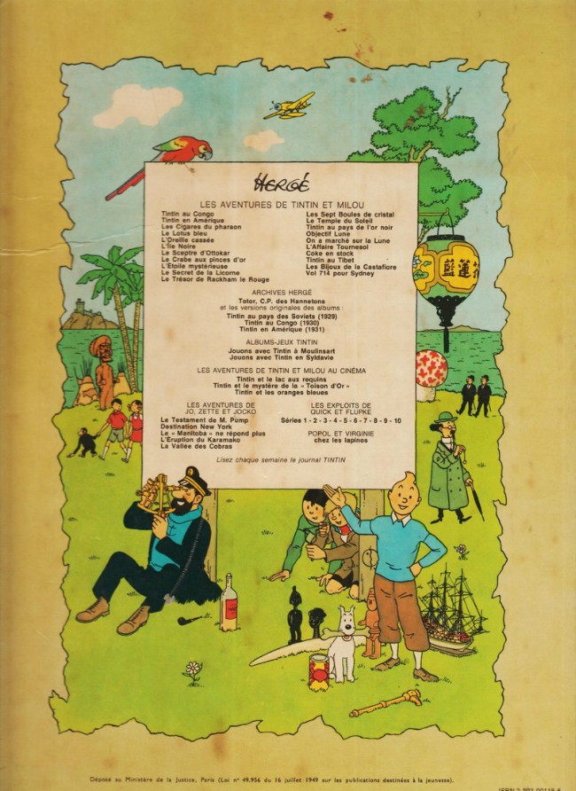 Verso de l'album Tintin Tome 19 Coke en Stock