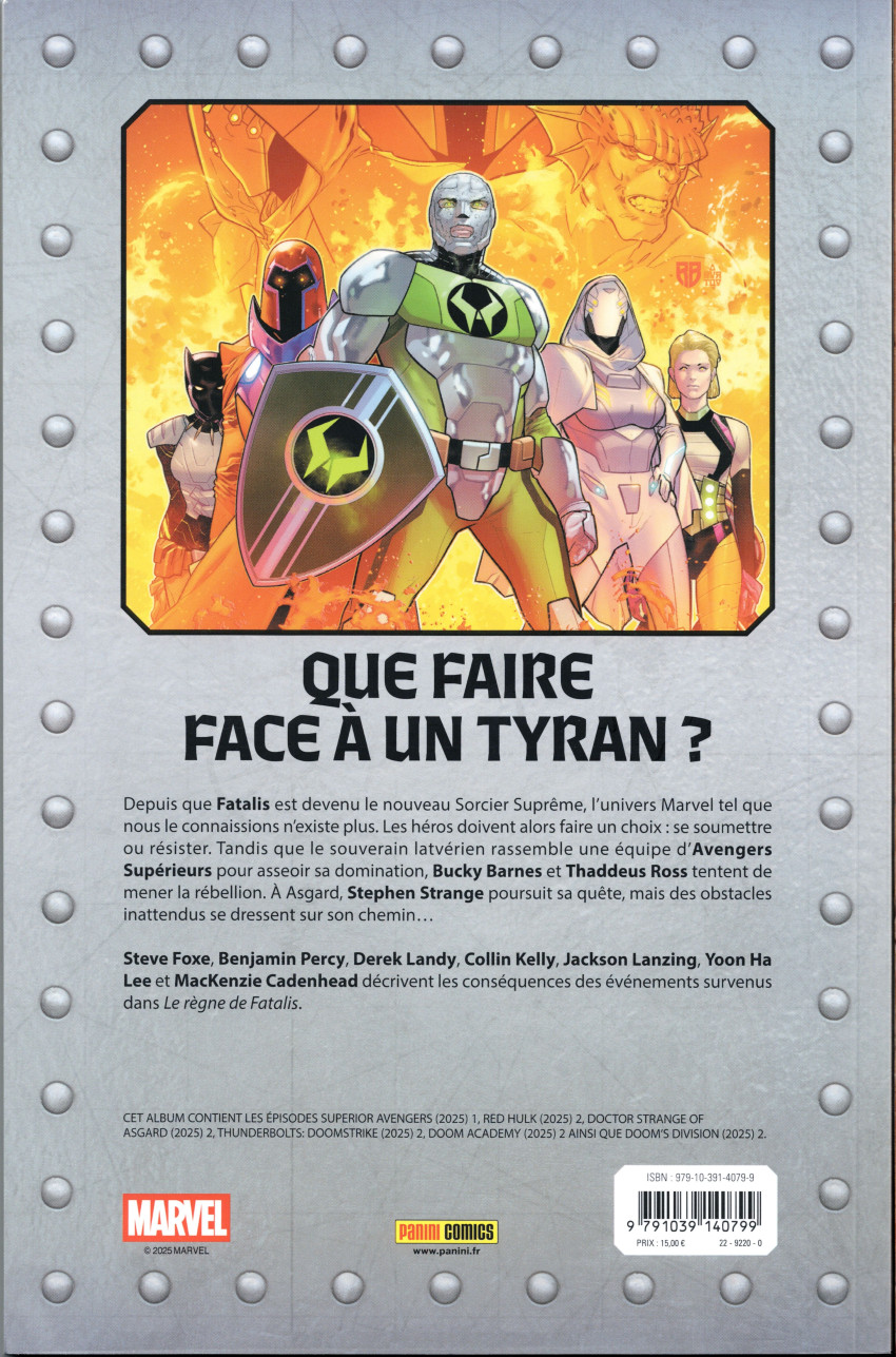 Verso de l'album Doom World - Le règne de Fatalis Volume 2/8