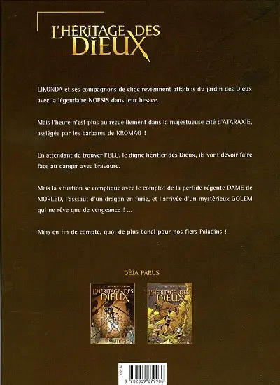 Verso de l'album L'Héritage des Dieux Tome 3 Ataraxie