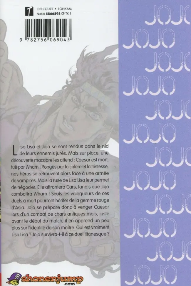 Verso de l'album Jojo's Bizarre Adventure - Battle Tendency 6 Le guerrier qui retourne au vent