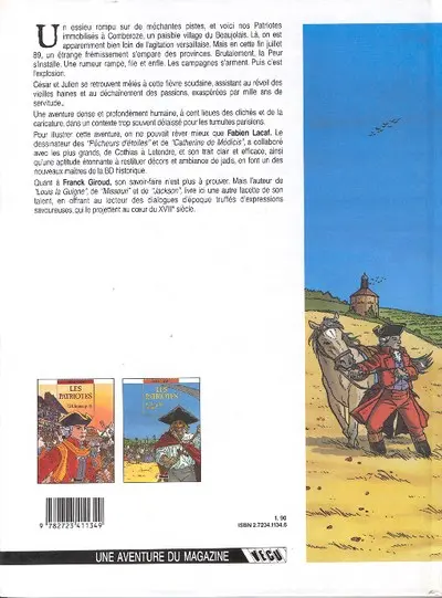 Verso de l'album Les Patriotes Tome 2 Le grand saccage