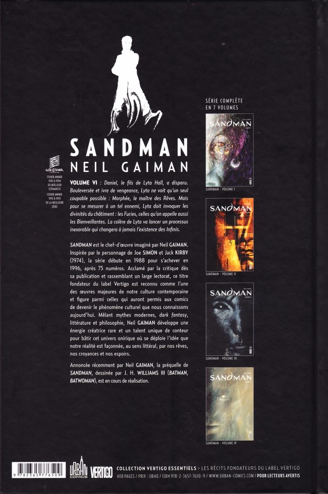 Verso de l'album Sandman Volume VI