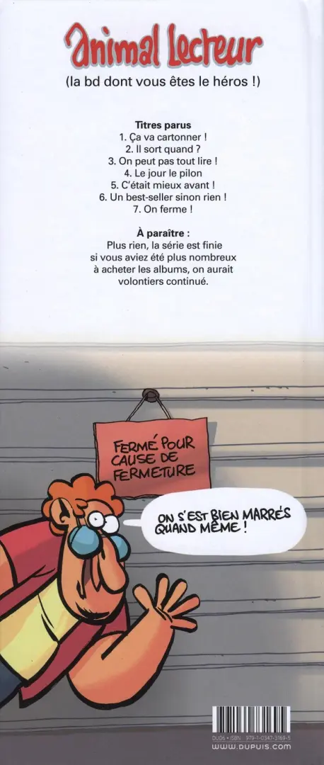 Verso de l'album Animal lecteur Tome 7 On ferme !