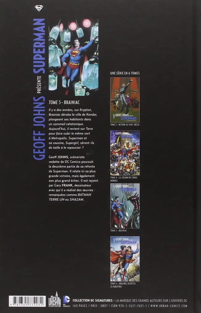 Verso de l'album Superman Tome 5 Brainiac