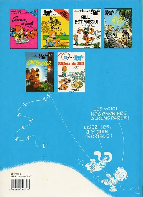 Verso de l'album Boule & Bill Tome 3 60 gags de Boule et Bill