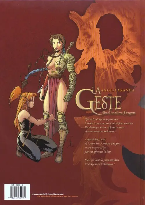 Verso de l'album La Geste des Chevaliers Dragons Tome 1 Jaïna