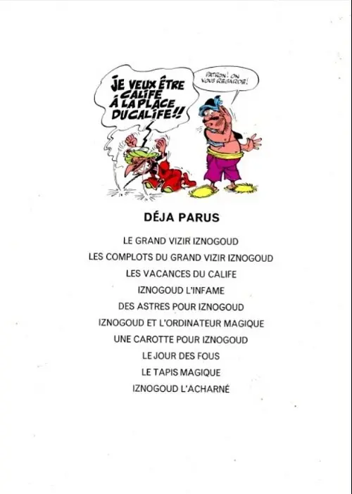 Verso de l'album Iznogoud Tome 8 Le jour des fous