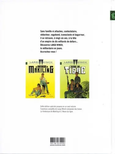 Verso de l'album Largo Winch Cycle 4 La forteresse de Makiling / L'heure du tigre