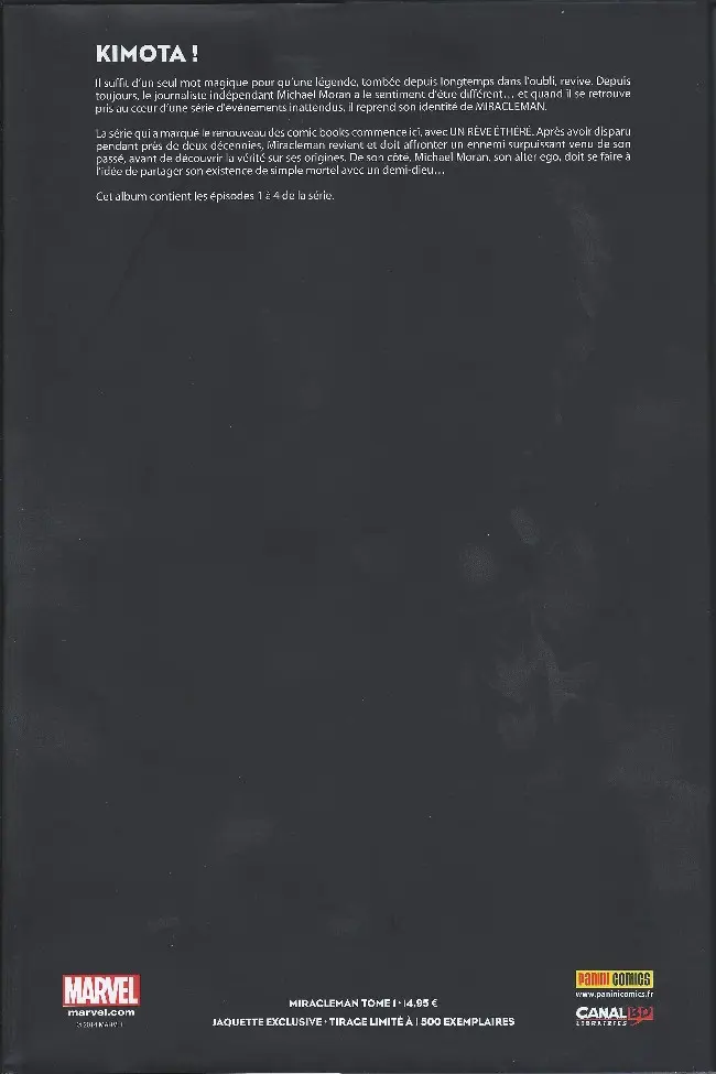 Verso de l'album Miracleman Tome 1 Un rêve éthéré
