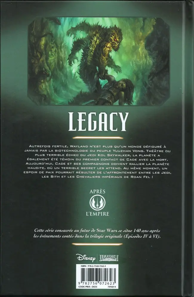 Verso de l'album Star Wars - Legacy Tome 8 Monstre
