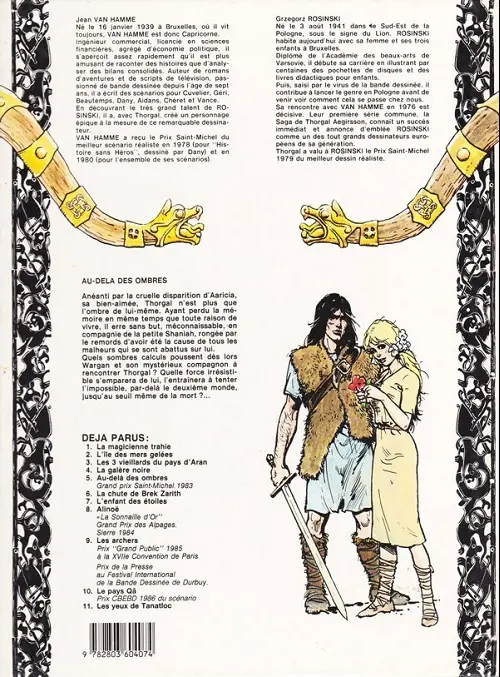 Verso de l'album Thorgal Tome 5 Au-delà des ombres