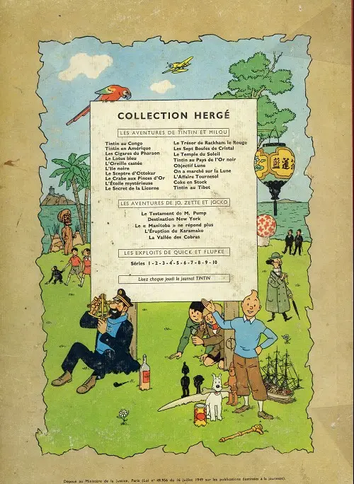 Verso de l'album Tintin Tome 4 Les cigares du pharaon