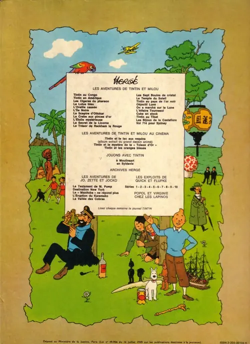 Verso de l'album Tintin Tome 9 Le crabe aux pinces d'or