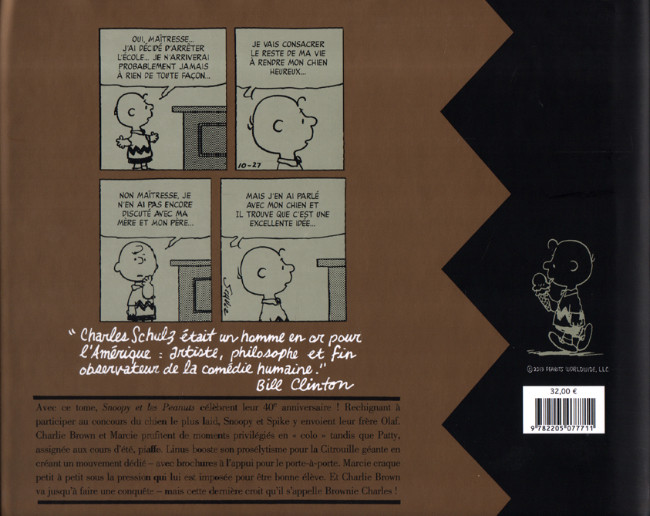 Verso de l'album Snoopy & Les Peanuts Tome 20 1989 - 1990