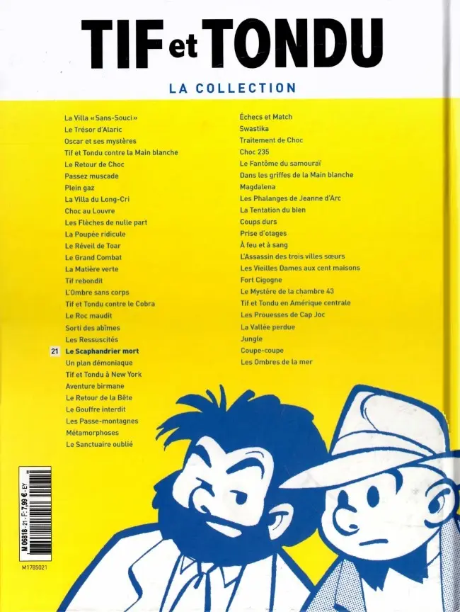 Verso de l'album Tif et Tondu La collection Tome 21 Le Scaphandrier mort