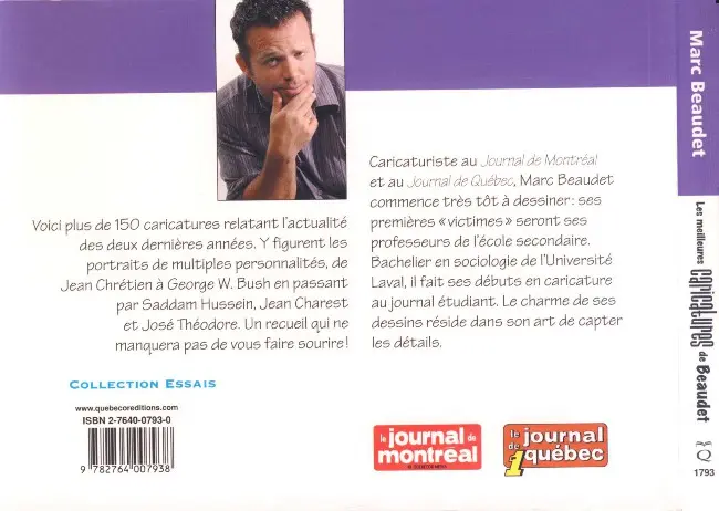 Verso de l'album Les meilleures caricatures de Beaudet