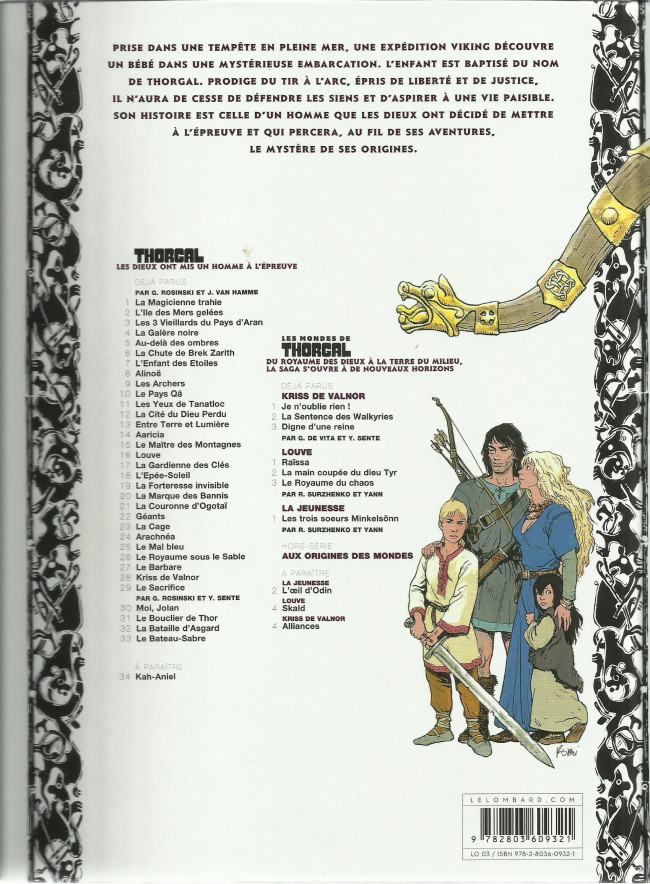 Verso de l'album Thorgal Tome 17 La Gardienne des Clés