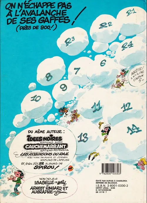 Verso de l'album Gaston Tome 11 Gaffes, bévues et boulettes