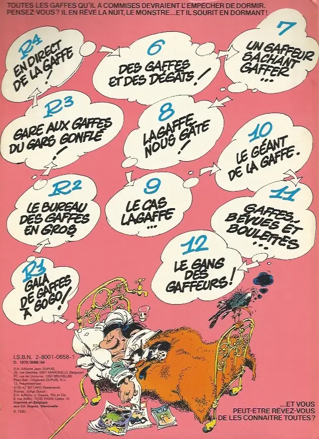 Verso de l'album Gaston Tome 13 Lagaffe mérite des baffes
