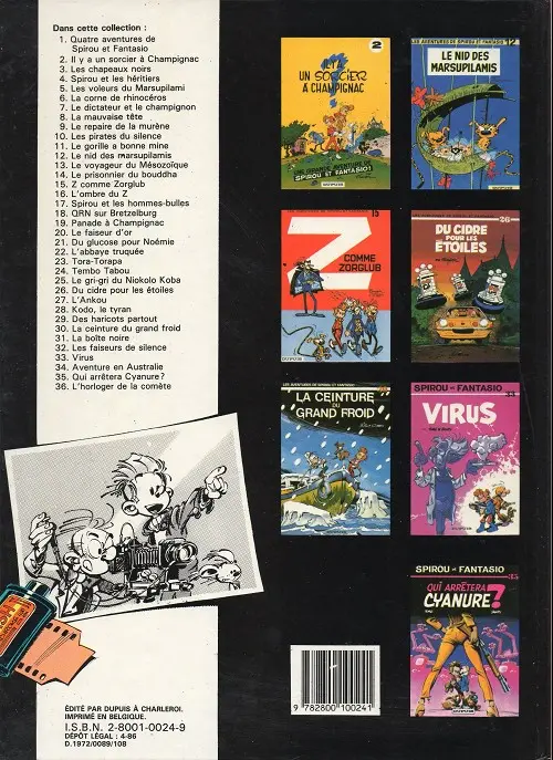 Verso de l'album Spirou et Fantasio Tome 22 L'abbaye truquée