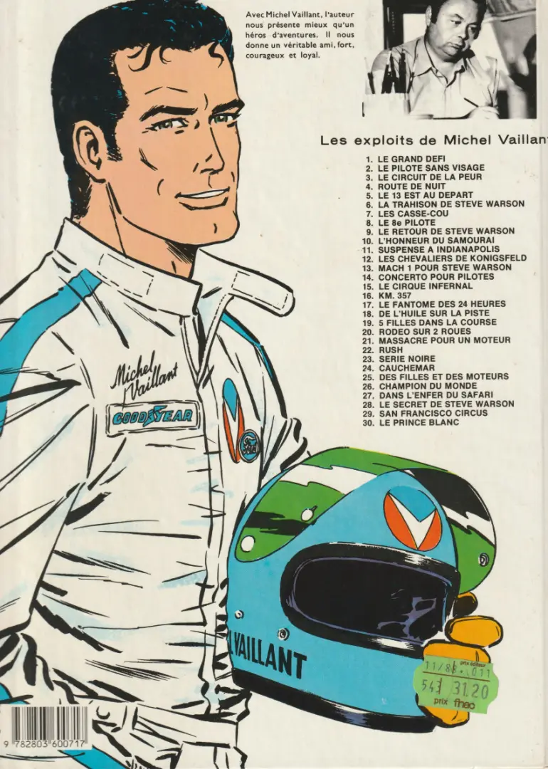 Verso de l'album Michel Vaillant Tome 28 Le secret de Steve Warson
