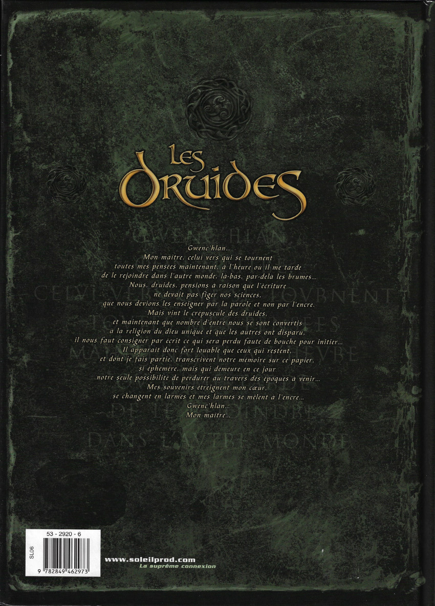 Verso de l'album Les Druides Tome 1 Le Mystère des Oghams