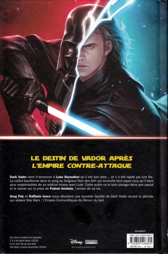 Verso de l'album Star Wars - Dark Vador Tome 1