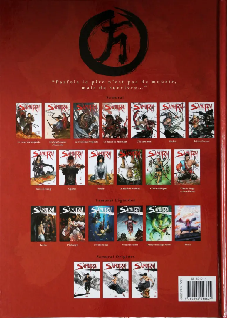 Verso de l'album Samurai Tome 7 Frères d'armes