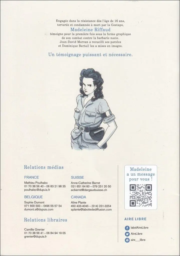 Verso de l'album Madeleine, résistante 1 La Rose dégoupillée