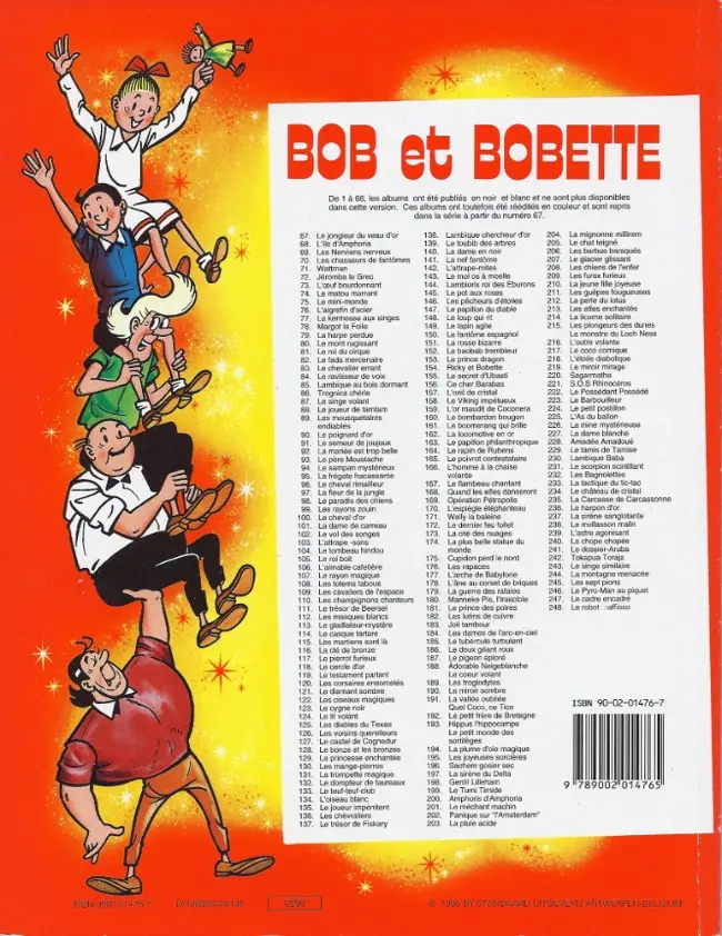 Verso de l'album Bob et Bobette Tome 178 L'âne au corset de briques
