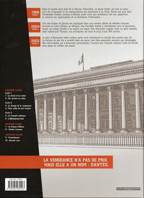 Verso de l'album Dantès Tome 3 Le visage de la vengeance