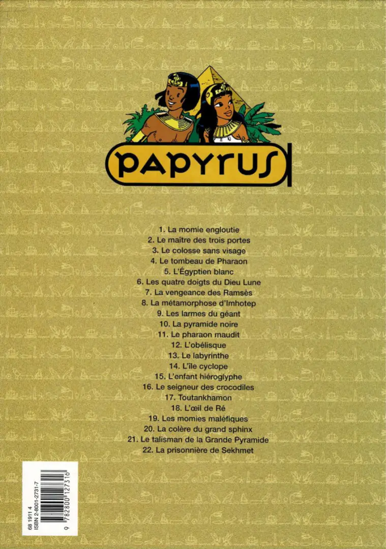 Verso de l'album Papyrus Tome 11 Le pharaon maudit