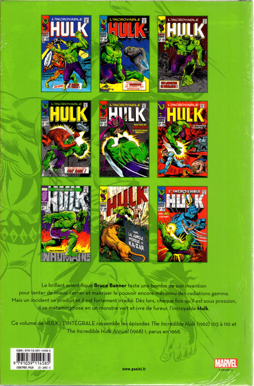 Verso de l'album Hulk - L'Intégrale Volume 14 1968