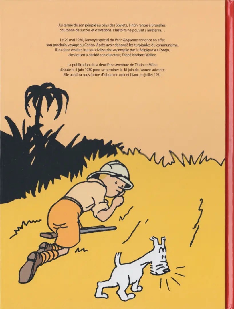 Verso de l'album Tintin Tome 2 Tintin au Congo