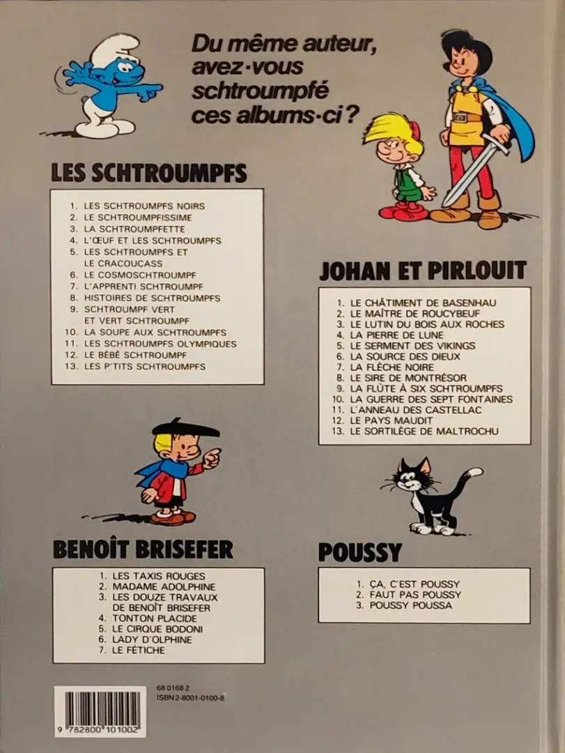 Verso de l'album Johan et Pirlouit Tome 6 La source des dieux