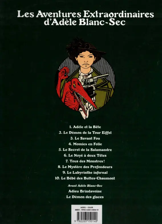 Verso de l'album Les Aventures Extraordinaires d'Adèle Blanc-Sec Tome 8 Le Mystère des Profondeurs