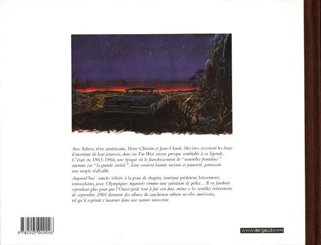 Verso de l'album Les Correspondances de Pierre Christin Tome 7 Adieu, rêve américain