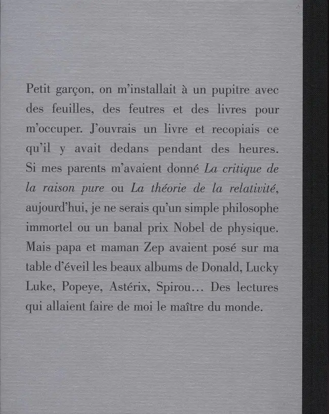 Verso de l'album Mes héros de la bande dessinée