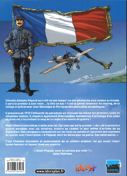 Verso de l'album Histoires de pilotes Tome 3 Célestin Adolphe Pégoud