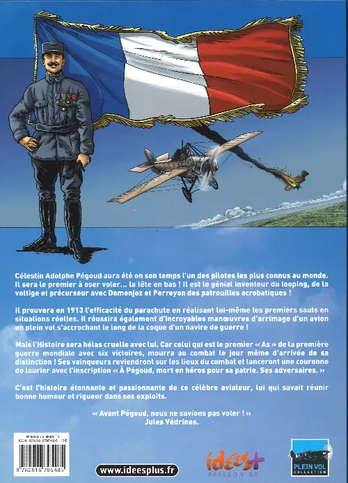 Verso de l'album Histoires de pilotes Tome 3 Célestin Adolphe Pégoud