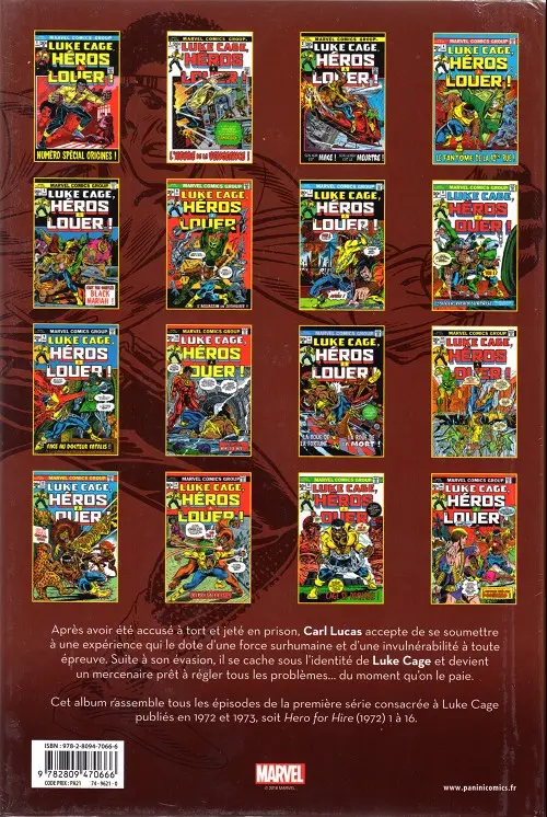 Verso de l'album Luke Cage Tome 1 1972-1973