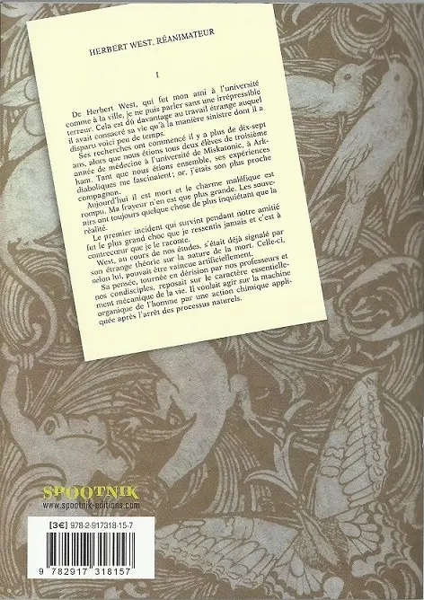 Verso de l'album Réanimator