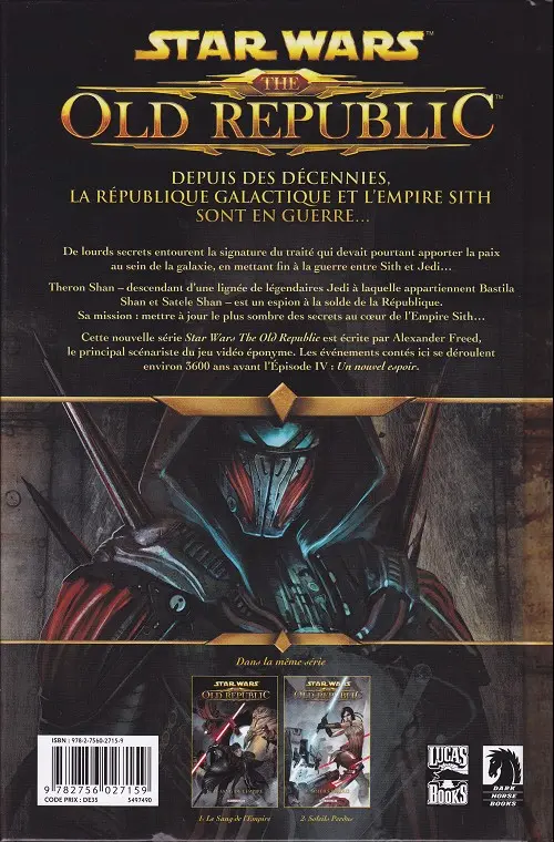 Verso de l'album Star Wars - The Old Republic Tome 2 Soleils perdus