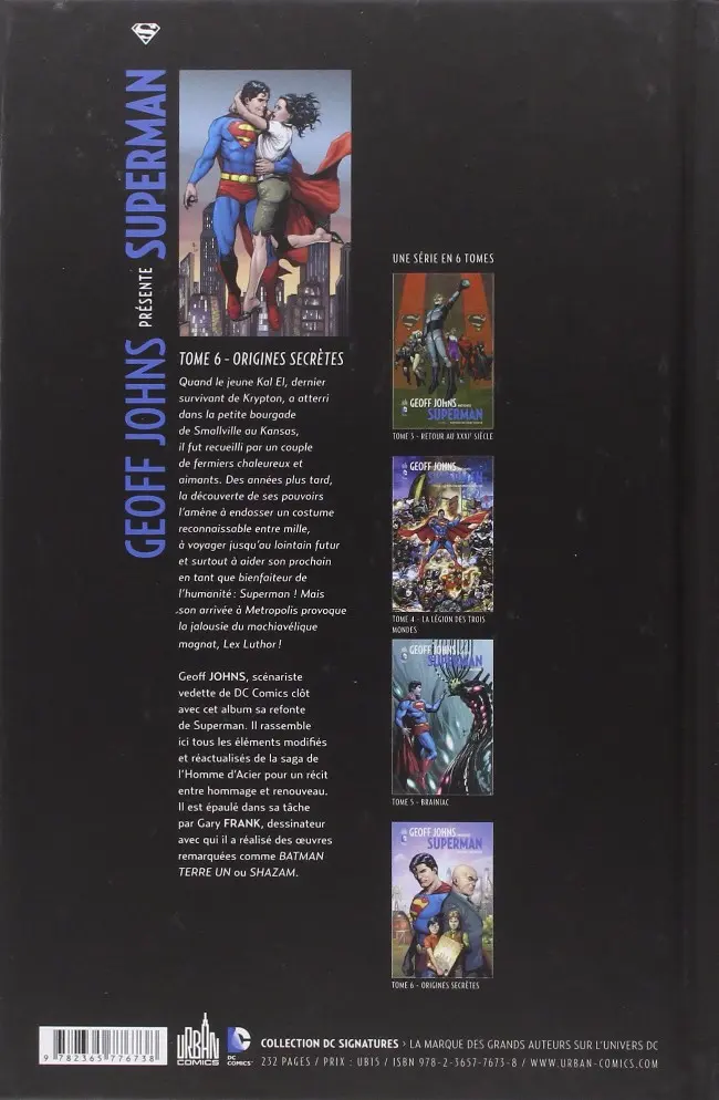 Verso de l'album Superman Tome 6 Origines secrètes