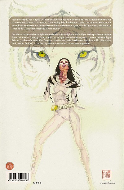 Verso de l'album White tiger L'instinct du héros