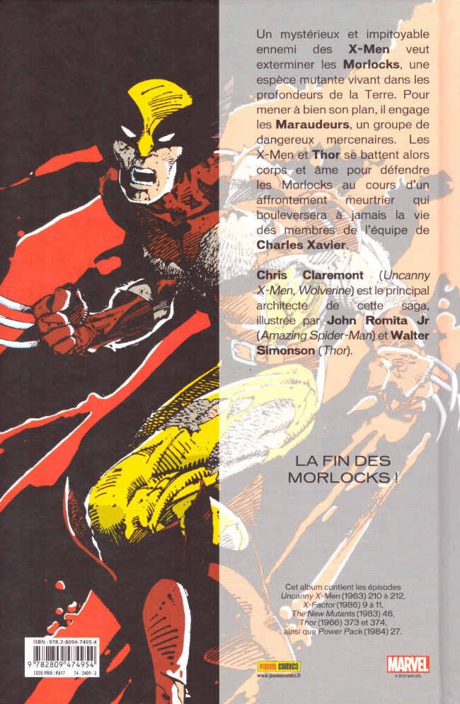 Verso de l'album X-Men : Le massacre mutant