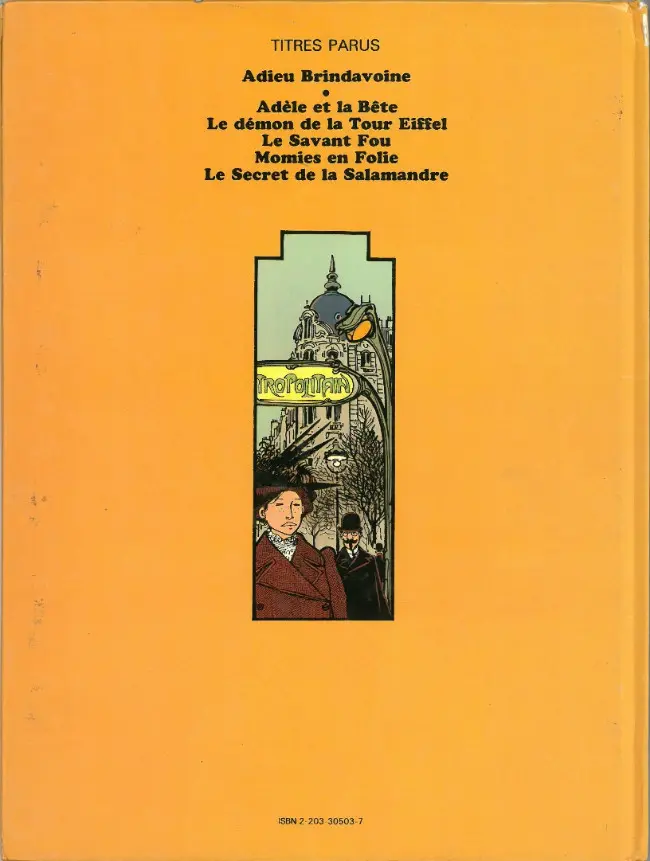 Verso de l'album Les Aventures Extraordinaires d'Adèle Blanc-Sec Tome 3 Le Savant Fou