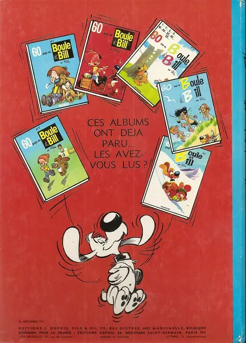 Verso de l'album Boule & Bill Tome 4 60 gags de Boule et Bill