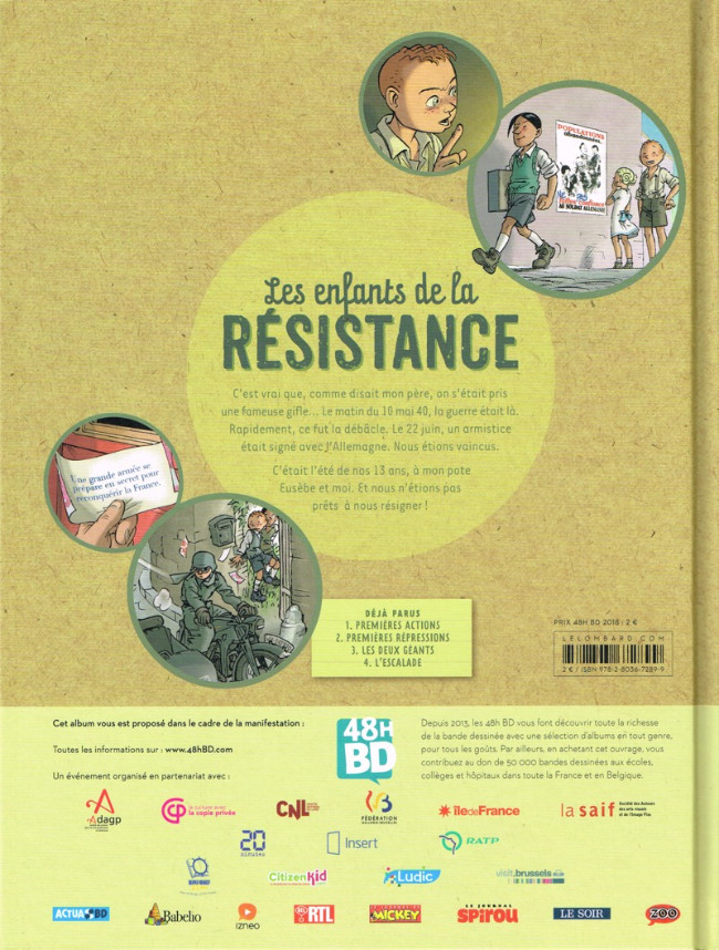 Verso de l'album Les Enfants de la Résistance Tome 1 Premières actions